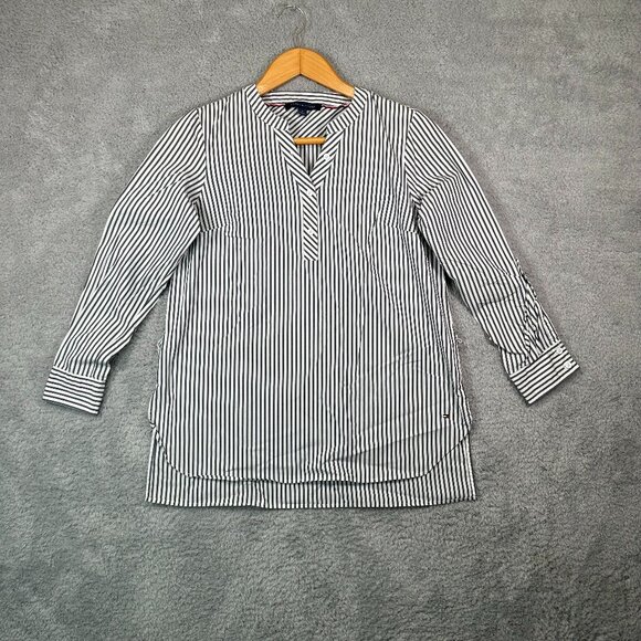 Tommy Hilfiger Women's Popover Stripe Blouse - Picture 1 of 13